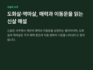 도화살·역마살, 매력과 이동운을 읽는 신살 해설
