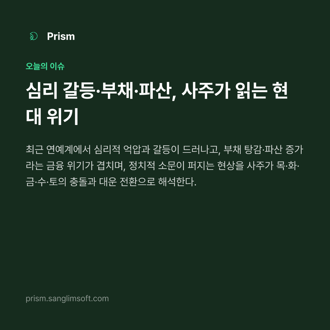 심리 갈등·부채·파산, 사주가 읽는 현대 위기