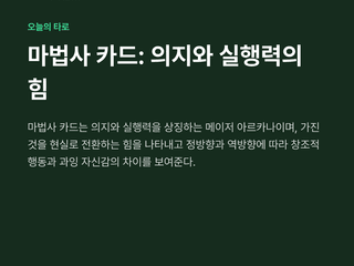마법사 카드: 의지와 실행력의 힘